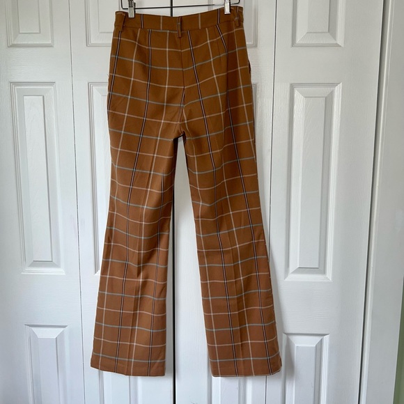 Urban Outfitters plaid wide leg high rise pant brown Sz 8 - Picture 4 of 9